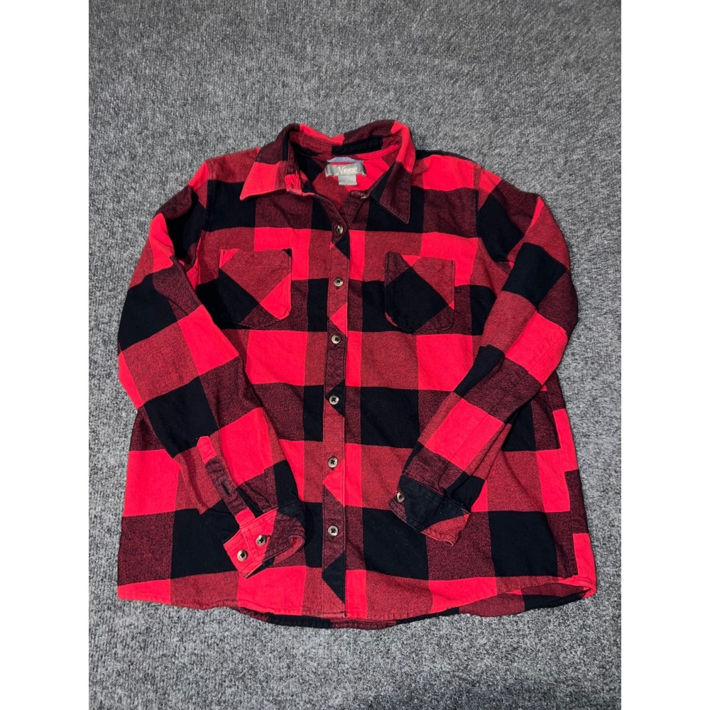 Natural Reflections Red Black Buffalo Plaid Flannel Shirt Size M Cotton